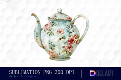 Vintage Teapot Watercolor Clipart Product Image 1