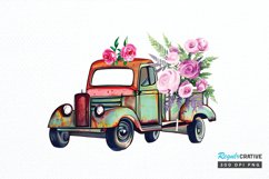 Watercolor Vintage Truck PNG Clipart Product Image 1