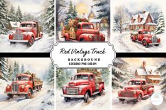 Watercolor Vintage Red Truck Background Product Image 1