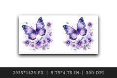 Watercolor violet butterfly floral sparkle flowers insect diamonds 20 oz tumbler skinny mug wrap clipart t-shirt sublimation printable design