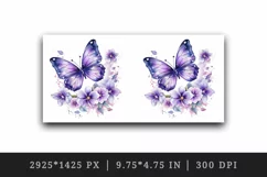 Watercolor violet butterfly floral sparkle flowers insect diamonds 20 oz tumbler skinny mug wrap clipart t-shirt sublimation printable design