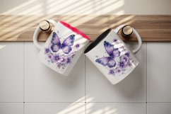 Watercolor violet butterfly floral sparkle flowers insect diamonds 20 oz tumbler skinny mug wrap clipart t-shirt sublimation printable design