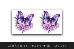 Watercolor violet pink butterfly floral sparkle flowers insect diamonds 20 oz tumbler skinny mug wrap clipart t-shirt sublimation printable design