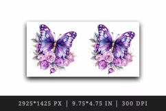 Watercolor violet pink butterfly floral sparkle flowers insect diamonds 20 oz tumbler skinny mug wrap clipart t-shirt sublimation printable design