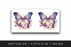 Watercolor violet pink gold butterfly floral sparkle flowers insect diamonds 20oz tumbler skinny mug wrap clipart t-shirt sublimation printable design