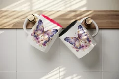 Watercolor violet pink gold butterfly floral sparkle flowers insect diamonds 20oz tumbler skinny mug wrap clipart t-shirt sublimation printable design