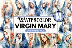 Watercolor Virgin Mary Clipart Bundle - 14 Designs Product Image 1