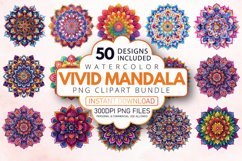 Watercolor Vivid Mandala Clipart Bundle Product Image 1
