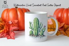 Watercolor Vivid Succulent And Cactus Clipart, Mug PNG File Product Image 12