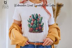 Watercolor Vivid Succulent And Cactus Clipart, Mug PNG File Product Image 2