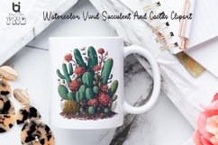 Watercolor Vivid Succulent And Cactus Clipart, Mug PNG File Product Image 4
