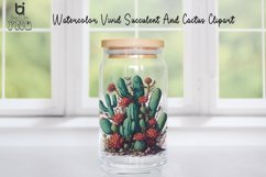 Watercolor Vivid Succulent And Cactus Clipart, Mug PNG File Product Image 5