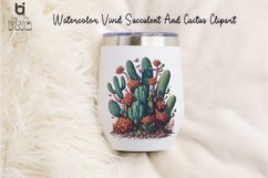 Watercolor Vivid Succulent And Cactus Clipart, Mug PNG File Product Image 6