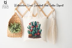 Watercolor Vivid Succulent And Cactus Clipart, Mug PNG File Product Image 7