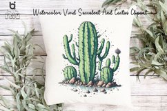 Watercolor Vivid Succulent And Cactus Clipart, Mug PNG File Product Image 9