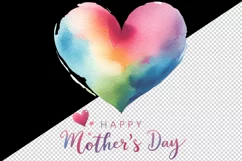 Watercolor vividly colored heart Happy Mother Day greeting quote print 20 oz tumbler skinny mug wrap clipart t-shirt sublimation printable design