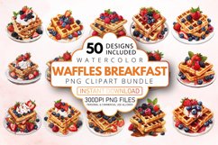 Watercolor Waffles Breakfast Clipart Bundle Product Image 1