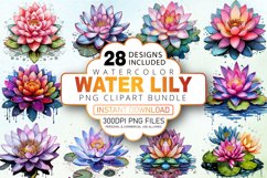 Watercolor Water Lily Clipart Bundle Product Image 1