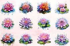 Watercolor Water Lily Clipart Bundle Product Image 2