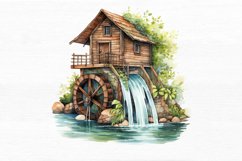Water Wheel Watercolor Sublimation clipart Product Image 7