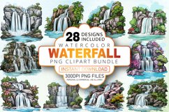 Watercolor Waterfall Clipart Bundle Product Image 1