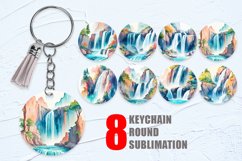 Watercolor Waterfalls and rivers Landscape Keychain Product Image 1