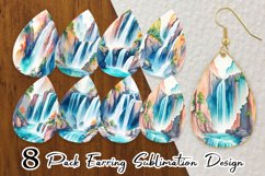 Watercolor Waterfalls and rivers Landscape Earring teardrop Product Image 1