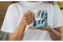 Watercolor Waterfalls and rivers Landscape | Mug sublimation Product Image 6