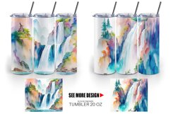 Watercolor Waterfalls and rivers Landscape | Tumbler Product Image 3