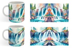Watercolor Waterfalls and rivers Landscape | Mug sublimation Product Image 3