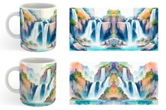 Watercolor Waterfalls and rivers Landscape | Mug sublimation Product Image 4