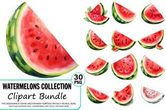 Watercolor Watermelons Clipart Bundle,Food Illustrations,Watercolor Drinks,Fruit Clipart,Dessert Clipart,Watercolor Fruit,