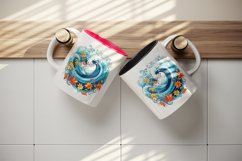 Watercolor wave illustration with colorful flowers and splashes summer print 20oz tumbler skinny mug wrap clipart t-shirt sublimation printable design