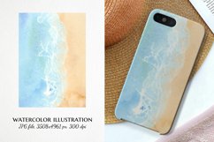 watercolor waves background, Tropical image, Ocean landscape Product Image 1