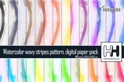 Watercolor light wavy stripes pattern, digital paper pack Product Image 1