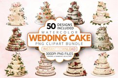 Watercolor Wedding Cake Clipart Bundle Product Image 1