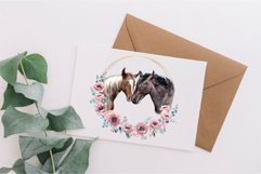Watercolor Horse Clipart. Horse with flowers. Farm animals Product Image 4