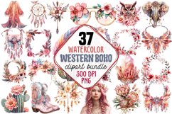 Western Boho Clipart, Western , Watercolor Western PNG,  Boho Clipart, Watercolor  Boho Clipart,