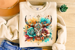 Boho Cow Skull PNG, Country PNG, Western PNG, Bull Skull PNG Product Image 3
