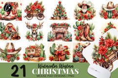Watercolor Western Christmas Mouse Pad Bundle Product Image 1