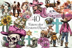 Watercolor Western Clipart Sublimation Product Image 1