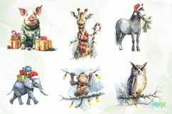 Watercolor whimsical Animals Christmas Product Image 2