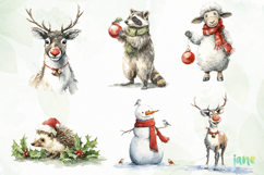 Watercolor whimsical Animals Christmas Product Image 5