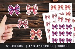 Watercolor whimsical bow with pink leopard print pink coral gold color Valentines Day love print sticker sheet stickers printable sublimation design png