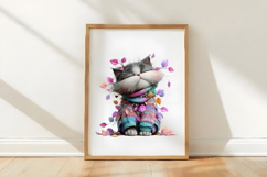 Watercolor Whimsical Cat Clipart Product Image 3