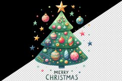 Watercolor whimsical Christmas tree Merry Christmas quote print 20 oz tumbler skinny mug wrap clipart t-shirt sublimation printable design