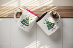 Watercolor whimsical Christmas tree Merry Christmas quote print 20 oz tumbler skinny mug wrap clipart t-shirt sublimation printable design