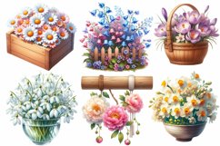 Watercolor Whimsical Flowers Clipart Product Image 2