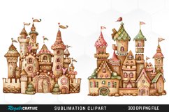 Watercolor Whimsical Gingerbread Kingdom Set Clipart Product Image 1