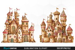 Watercolor Whimsical Gingerbread Kingdom Set Clipart Product Image 1